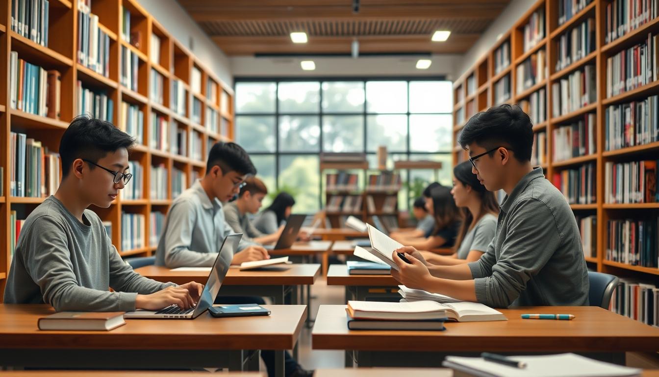 Student using a study guide to organize academic notes